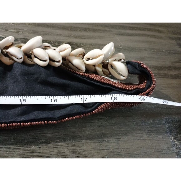 Cowrie Shell Brown White Seed Bead Tribal Handmade Vintage Belt main image 5